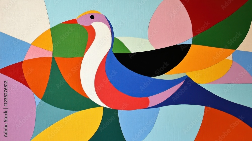Poster abstract colorful bird in geometric shapes design