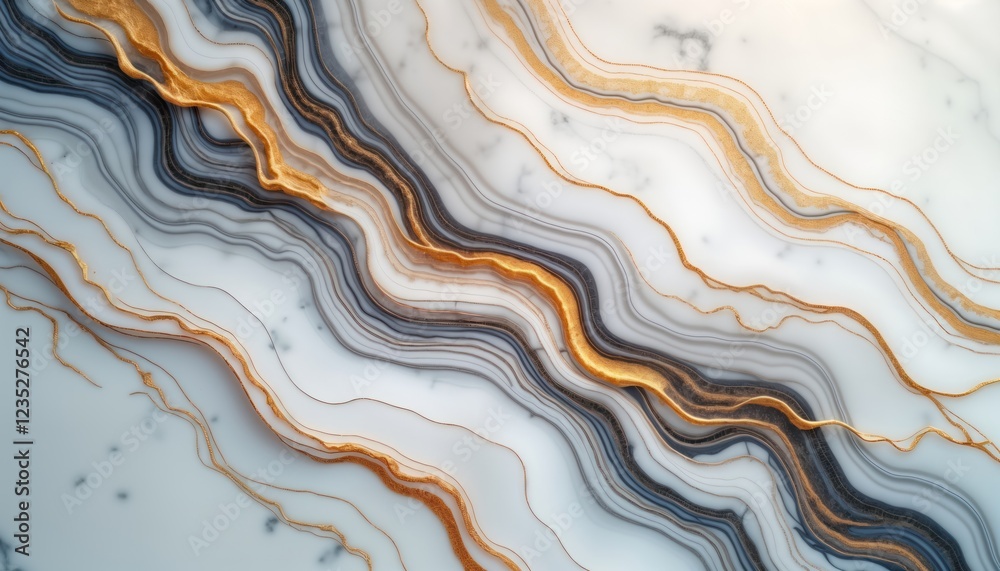 Poster abstract marble pattern with grey white, golden lines. fluid dynamic texture. luxury design. modern 