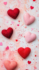Obraz premium Heart-Shaped Valentine’s Cards on a Pastel Background