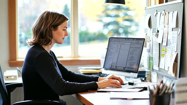 A creative workspace featuring a corkboard with a brand style guide and cross-referencing notes.