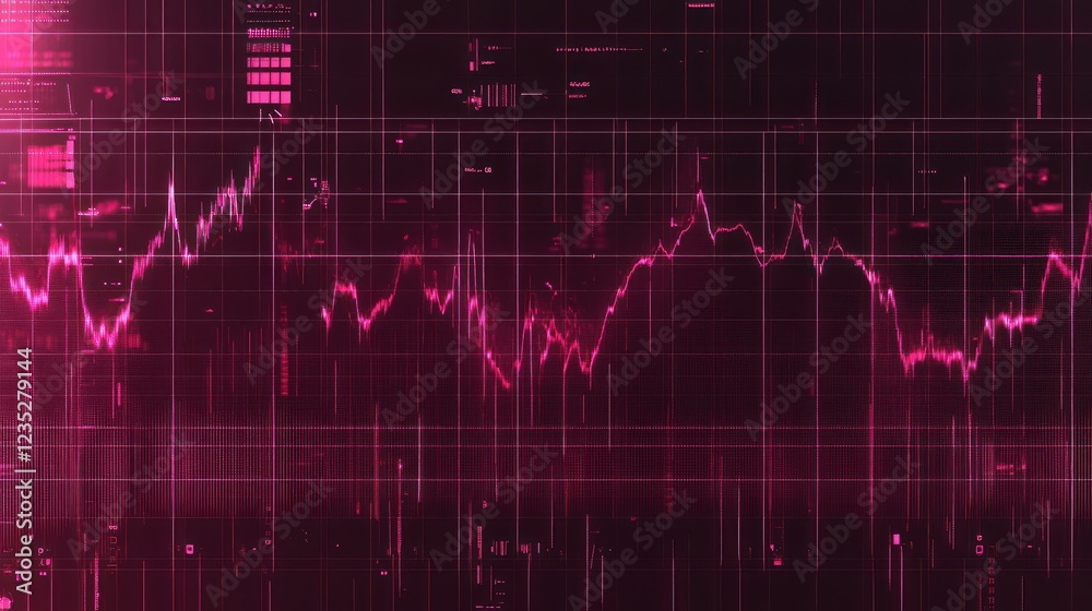 Poster pink digital stock market data graph display