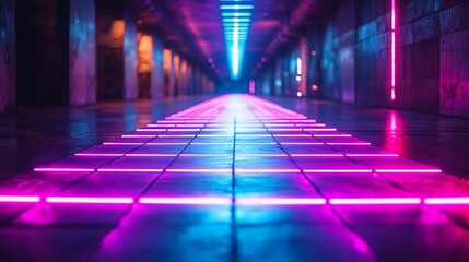 Neon Lights Pathway: A Futuristic Cityscape