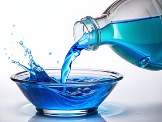 Dishwashing Liquid Poured on White Background