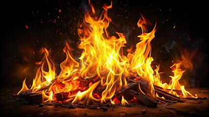 Fire Flames Double Exposure - Bonfire Shapes