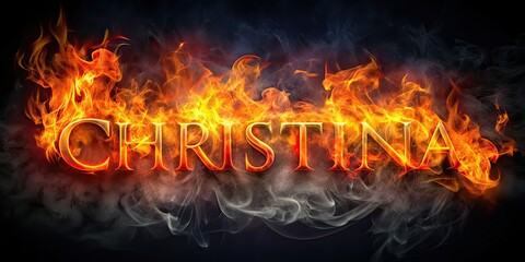 Fire Name Christina, Artistic Portrait, Copy Space