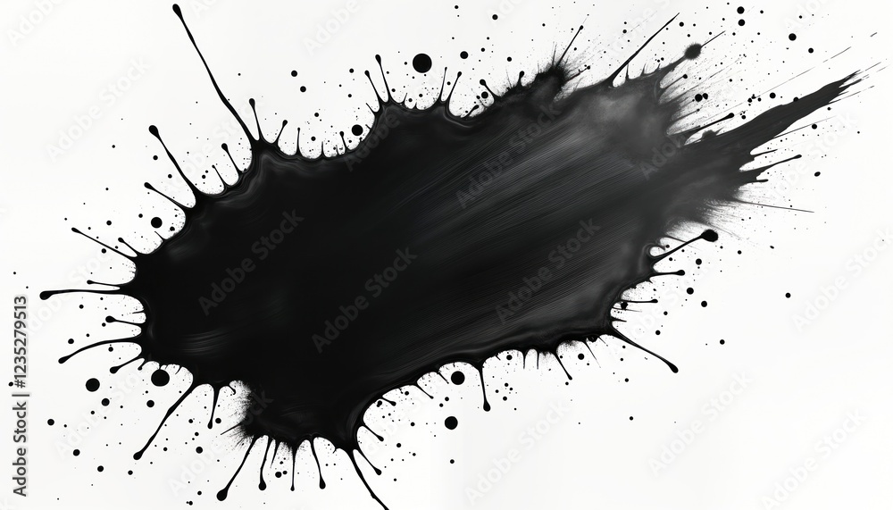 Poster abstract black paint splatter on transparent background. artistic splatter effect illustration. blac