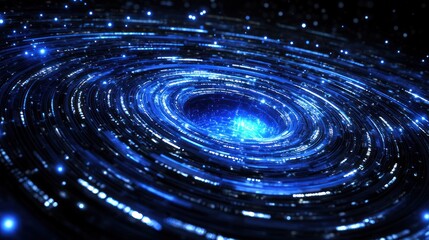 Abstract swirling blue digital galaxy artwork