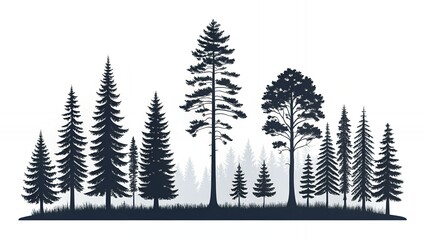Fototapeta premium Majestic Forest Silhouette Pine Fir Trees Nature Landscape