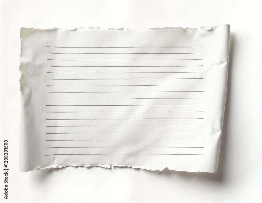 Aufkleber Blank torn sheet of lined paper. Empty page ready for notes writing. Versatile tool for education reminders. Simple design for various uses. Useful for planners memo taking. Suitable for office