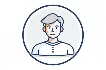 Fototapeta premium Simple Male Avatar Icon Profile Picture User Person Portrait Graphic