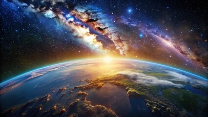 Earthrise Cosmic View: Stunning Milky Way Galaxy & Planet Earth from Space