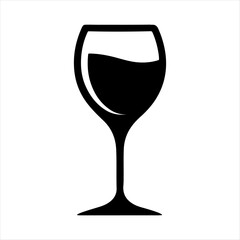 Wine glass silhouette vector art white background
