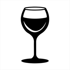 Wine glass silhouette vector art white background