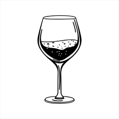 Wine glass silhouette vector art white background