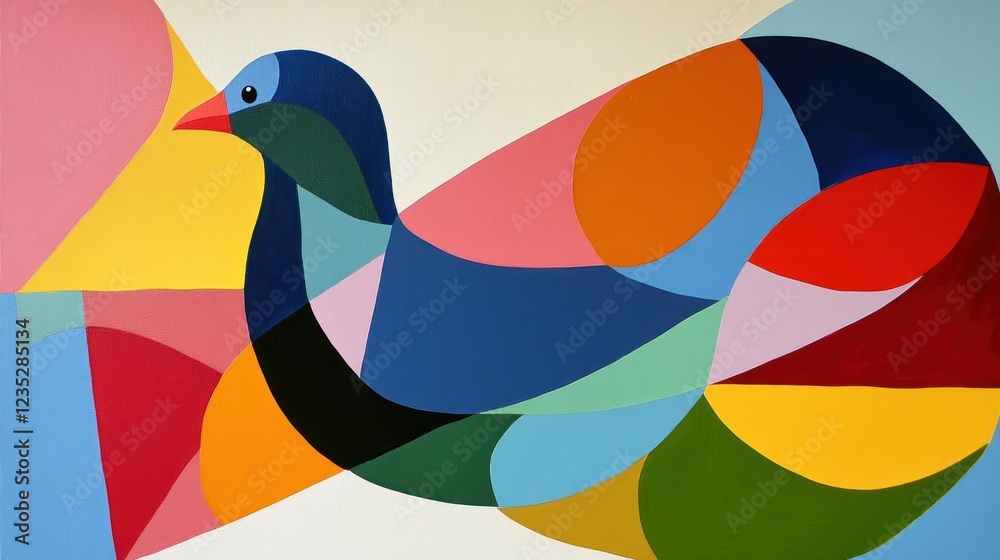 Poster abstract colorful bird in geometric style