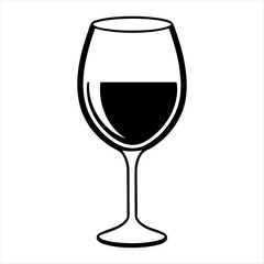 Wine glass silhouette vector art white background
