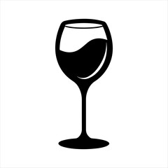 Wine glass silhouette vector art white background