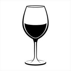 Wine glass silhouette vector art white background