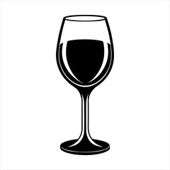 Wine glass silhouette vector art white background