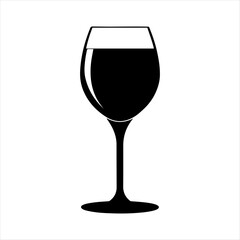 Wine glass silhouette vector art white background