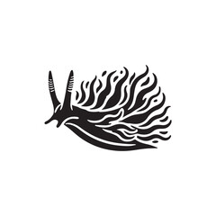 Black Color Nudibranch silhouette design Vector Illustration, Solid White Background (1).eps