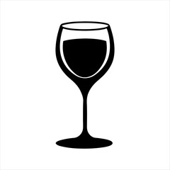 Wine glass silhouette vector art white background