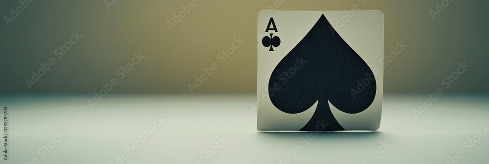 Aufkleber Ace of spades card placed on a smooth surface under soft lighting creating a dramatic atmosphere. Generative AI