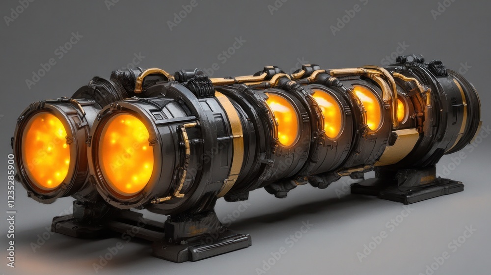 Aufkleber futuristic illuminated cylindrical technological device