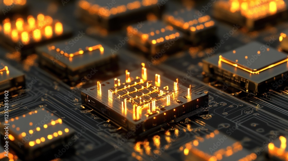 Poster Illuminated Microchip Circuit Board Technology