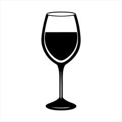 Wine glass silhouette vector art white background