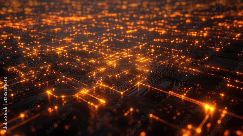 Aufkleber Illuminated Circuit Board Abstract Digital Network