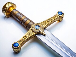 Epic Fantasy Sword, Isolated on White Background,  Sharp Medieval Weapon,  High-Resolution Product Photo