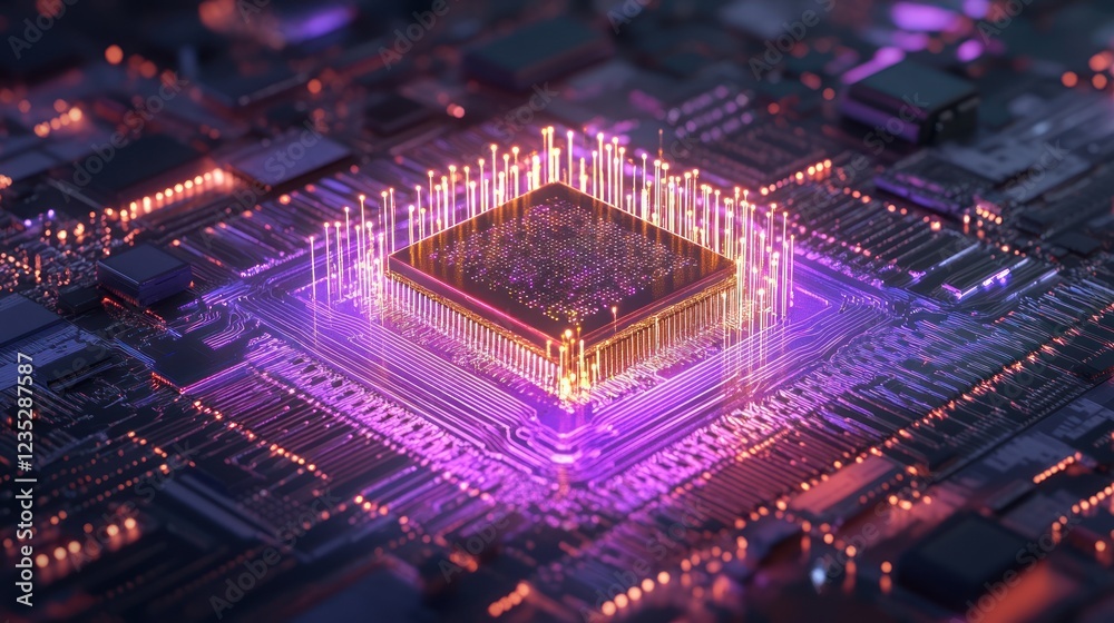 Poster illuminated microchip integrated circuit board technology