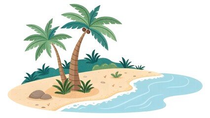 Obraz premium Tropical Island Paradise Palm Trees Sandy Beach Ocean
