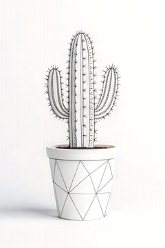recommend clip art: Stylish Cactus in Geometric Pot Home Decor Minimalist Plant Desert Plant Indoor Plant Succulent
