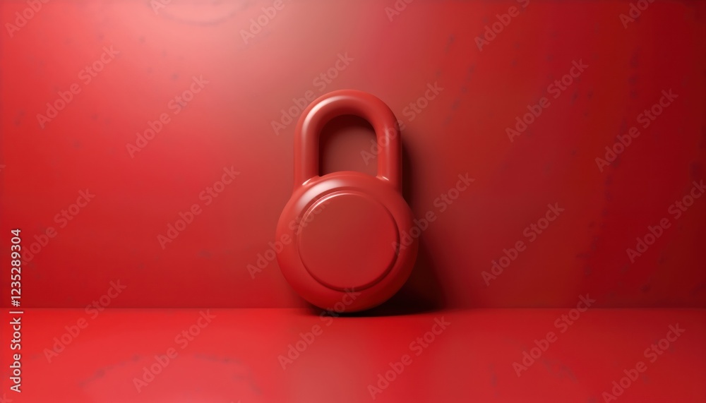 Aufkleber red padlock stands on red background. modern design for tech business. concept of security, protecti