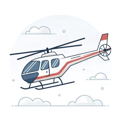 Modern Helicopter Flying in Sky Illustration Air Transport Travel