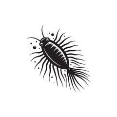 Black Color Plankton silhouette design Vector Illustration, Solid White Background (8).eps