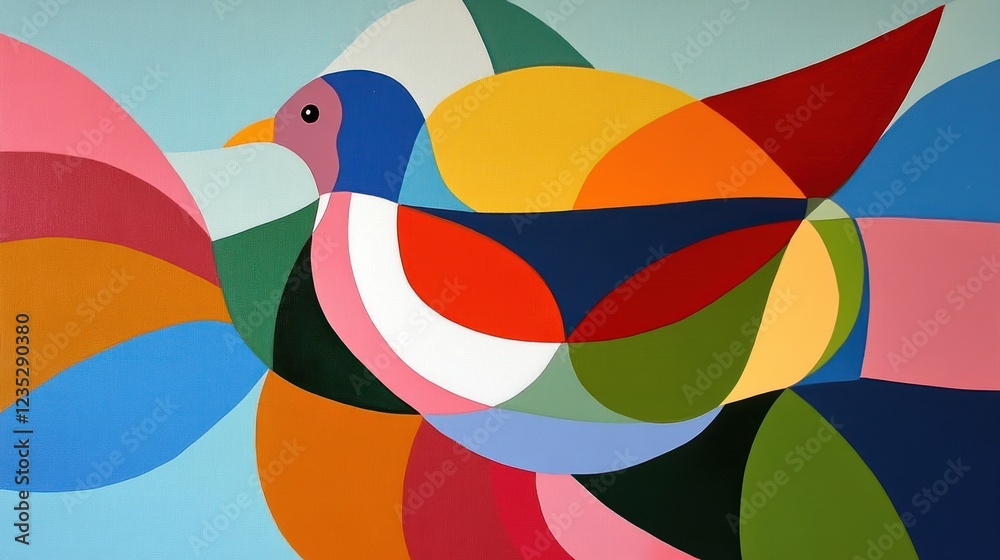 Poster abstract colorful bird in flight geometric design
