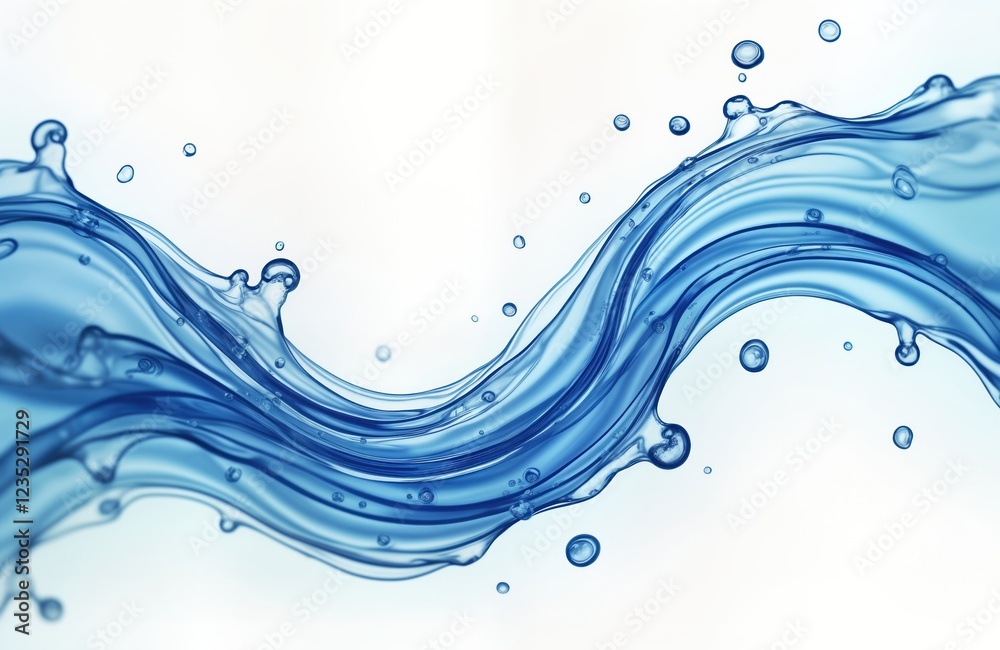 Aufkleber dynamic blue water swirl with splashes, bubbles. liquid wave flowing in generative ai design. abstra