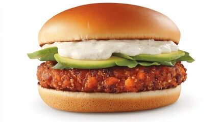 Delicious Quinoa Burger with Avocado and Creamy Sauce