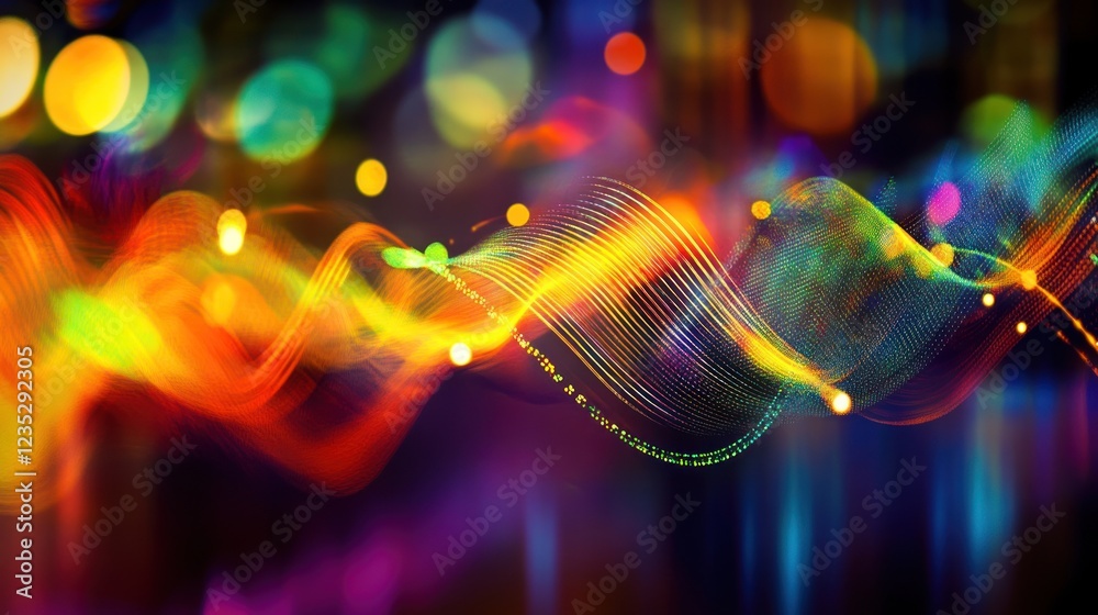 Poster Abstract Colorful Light Waves Flowing Dynamically