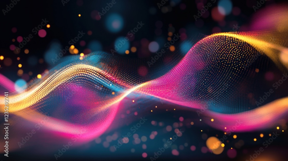 Poster Abstract Colorful Wave Particle Flow Design