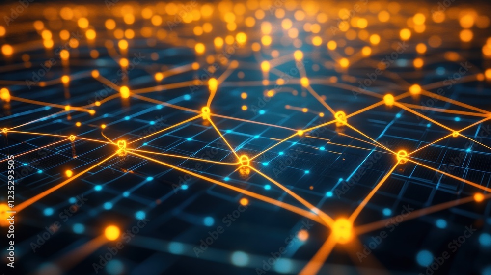 Poster Abstract Network Data Visualization Orange And Blue Nodes