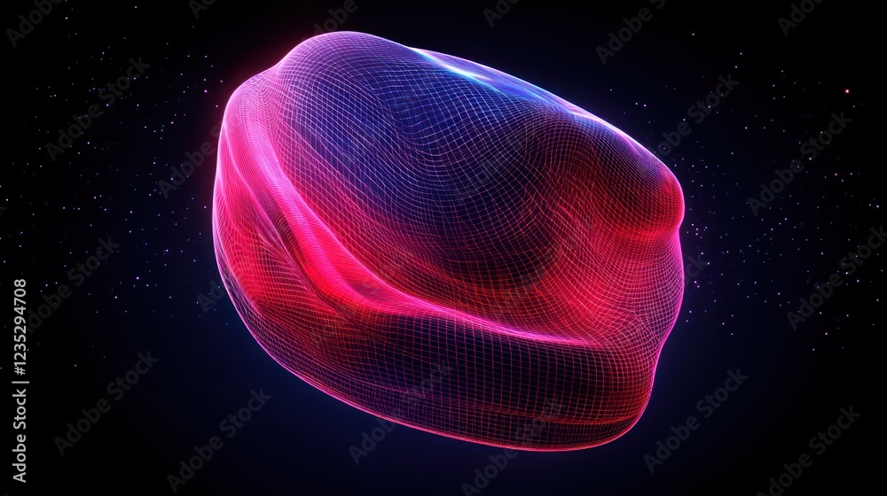 Poster abstract digital form glowing in space