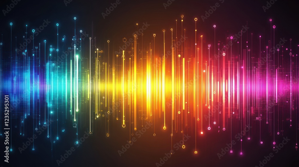 Poster Abstract Colorful Digital Data Wave Visualization