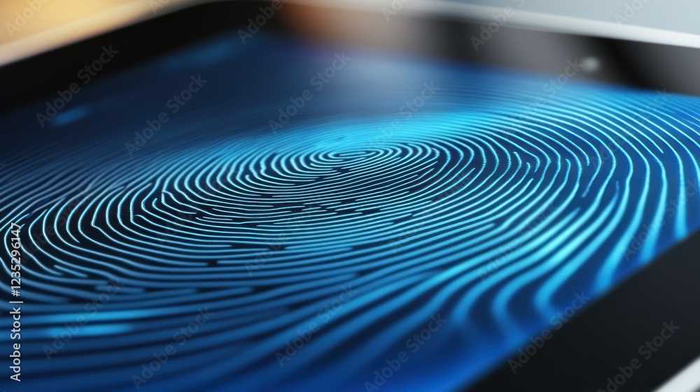 Poster Digital Fingerprint Scan on Tablet Screen