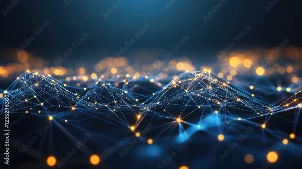 Aufkleber Abstract Network Data Visualization Illuminating Connections