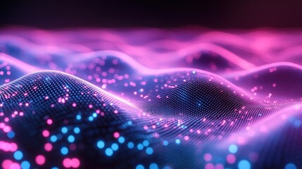 Abstract Pink and Blue Digital Waveform Pattern