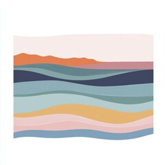 Obraz premium Abstract Landscape with Layered Wavy Hills and Sky